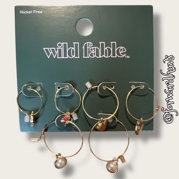 Bundle Sale 3 for $15 | Wild Fable Cherry Hoop Trio – Nickel-Free Earring Set - Picture 1 of 7